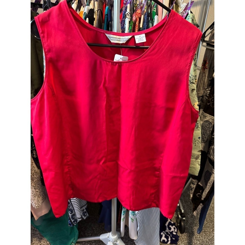 053 Investments Womens Red Sleeveless Blouse Round Neck Polyester Shell Top 16
